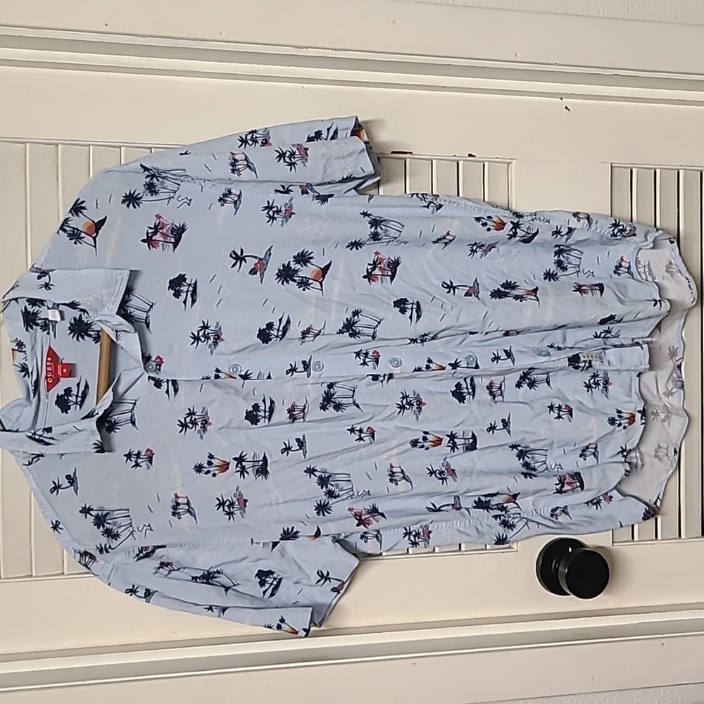 Men Guess aloha hawaiian button up shirt